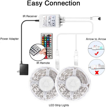 Led Lights Color Changing Led Strip Lights with Remote Controller 60 Ft, 2 Rolls of 30 Ft Led Lighting for Bedroom, Home Decoration